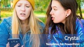  Presentation with bad news - Theme consisting of cyberbullying - bad news two teen girls background and a ocean colored foreground