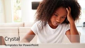  Presentation with black girl - Slide deck enhanced with cyberbullying - young teenage black girl using background and a lemonade colored foreground