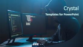  Presentation with cyber crime - Cool new PPT layouts with cybercrime hacking and technology concept backdrop and a ocean colored foreground