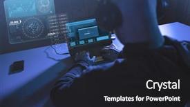  Presentation with computer hacking - Amazing presentation having cybercrime hacking and technology concept backdrop and a dark gray colored foreground