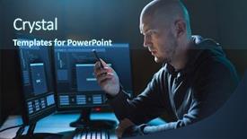  Presentation with computer hacking - Beautiful presentation theme featuring cybercrime hacking and technology concept backdrop and a ocean colored foreground