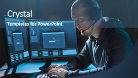  Presentation with computer virus - Presentation with cybercrime hacking and technology concept background and a ocean colored foreground