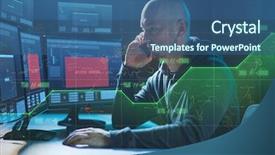  Presentation with computer hacking - Colorful presentation theme enhanced with cybercrime hacking and technology concept backdrop and a ocean colored foreground