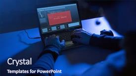  Presentation with computer hacking - Presentation theme having cybercrime hacking and technology concept background and a navy blue colored foreground