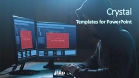  Presentation with computer attack - Presentation theme featuring cybercrime hacking and technology concept background and a ocean colored foreground