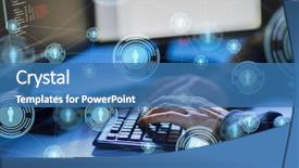  Presentation with computer room - Cool new slides with cybercrime hacking and technology concept backdrop and a teal colored foreground