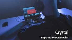  Presentation with computer virus - Theme enhanced with cybercrime hacking and technology concept background and a dark gray colored foreground