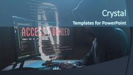  Presentation with hacking - Colorful slide deck enhanced with cybercrime hacking and technology concept backdrop and a ocean colored foreground