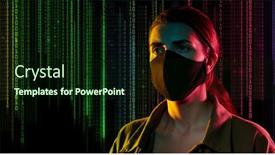  Presentation with black female - Colorful presentation theme enhanced with cybercrime-hacking-and-technology-concept backdrop and a wine colored foreground