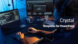  Presentation with computer hacking - Presentation theme having cybercrime-hacking-and-technology-concept background and a navy blue colored foreground