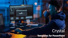  Presentation with computer hacking - Slide set enhanced with cybercrime-hacking-and-technology-concept background and a wine colored foreground