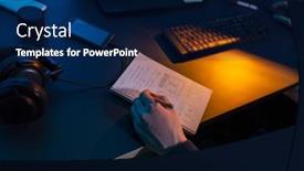  Presentation with computer hacking - Presentation design with cybercrime-hacking-and-technology-concept background and a navy blue colored foreground