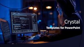  Presentation with computer hacking - Slides enhanced with cybercrime-hacking-and-technology-concept background and a navy blue colored foreground