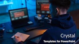  Presentation with computer hacking - PPT theme featuring cybercrime-hacking-and-technology-concept background and a  colored foreground