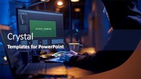  Presentation with system computer - Presentation enhanced with cybercrime-hacking-and-technology-concept background and a navy blue colored foreground