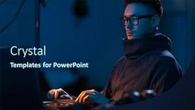  Presentation with computer room - Slide set featuring cybercrime-hacking-and-technology-concept background and a  colored foreground