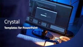  Presentation with computer hacking - PPT theme having cybercrime-hacking-and-technology-concept background and a navy blue colored foreground