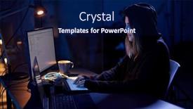  Presentation with computer hacking - Presentation design featuring cybercrime-hacking-and-technology-concept background and a navy blue colored foreground