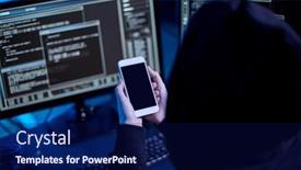  Presentation with computer hacking - Presentation theme having cybercrime-hacking-and-technology-concept background and a navy blue colored foreground