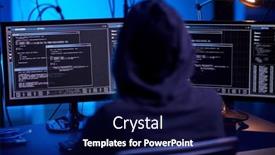  Presentation with computer hacking - Slides featuring cybercrime-hacking-and-technology-concept background and a navy blue colored foreground