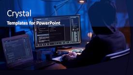  Presentation with computer attack - PPT theme featuring cybercrime-hacking-and-technology-concept background and a ocean colored foreground