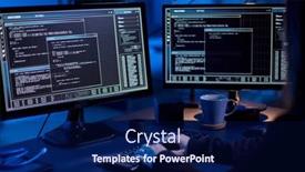  Presentation with computer hacking - Slide deck enhanced with cybercrime-hacking-and-technology-concept background and a navy blue colored foreground