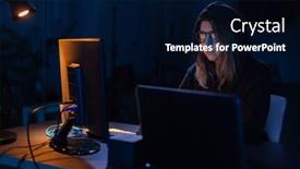  Presentation with computer hacking - Slides with cybercrime-hacking-and-technology-concept background and a navy blue colored foreground