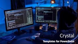  Presentation with hacking - Presentation theme enhanced with cybercrime-hacking-and-technology-concept background and a navy blue colored foreground