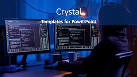  Presentation with computer virus - Slide deck having cybercrime-hacking-and-technology-concept background and a ocean colored foreground