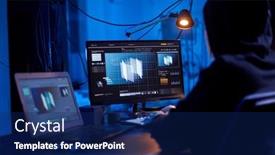  Presentation with computer hacking - Presentation design with cybercrime-hacking-and-technology-concept background and a navy blue colored foreground