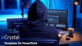  Presentation with computer virus - PPT theme consisting of cybercrime-hacking-and-technology-concept background and a navy blue colored foreground