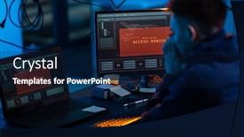  Presentation with hacking - PPT layouts having cybercrime-hacking-and-technology-concept background and a navy blue colored foreground