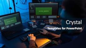  Presentation with computer hacking - PPT theme featuring cybercrime-hacking-and-technology-concept background and a navy blue colored foreground