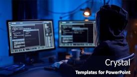  Presentation with computer hacking - PPT layouts featuring cybercrime-hacking-and-technology-concept background and a navy blue colored foreground