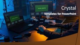  Presentation with computer virus - Slide deck consisting of cybercrime-hacking-and-technology-concept background and a ocean colored foreground