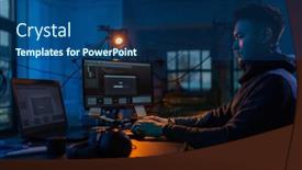  Presentation with computer hacking - Slide set enhanced with cybercrime-hacking-and-technology-concept background and a ocean colored foreground