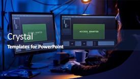  Presentation with system computer - Presentation theme consisting of cybercrime-hacking-and-technology-concept background and a navy blue colored foreground