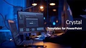  Presentation with computer hacking - Theme consisting of cybercrime-hacking-and-technology-concept background and a navy blue colored foreground