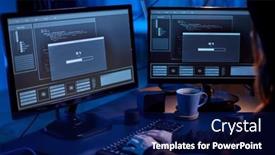  Presentation with computer hacking - Presentation having cybercrime-hacking-and-technology-concept background and a navy blue colored foreground