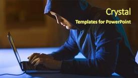  Presentation with computer hacking - Slides with cybercrime hacking and technology crime background and a wine colored foreground