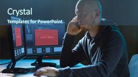  Presentation with computer hacking - Slide set consisting of concept - male hacker with access background and a ocean colored foreground