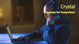  Presentation with computer attack - Slides with cybercrime hacking and technology concept background and a wine colored foreground