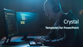  Presentation with computer hacking - Presentation consisting of cybercrime hacking and technology concept background and a navy blue colored foreground