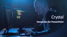  Presentation with computer virus - PPT layouts with cybercrime hacking and technology concept background and a navy blue colored foreground