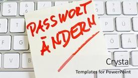  Presentation with change password - Colorful PPT theme enhanced with cyberic war - memo is on the keyboard backdrop and a light gray colored foreground