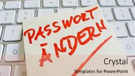  Presentation with change password - Audience pleasing slides consisting of cyberic war - memo is on the keyboard backdrop and a coral colored foreground