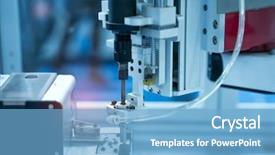  Presentation with mobile robot - PPT theme having cybernetic - robot drill machine tool background and a light blue colored foreground