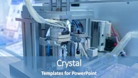  Presentation with manufacture - PPT theme enhanced with cybernetic - robot with vacuum suckers background and a teal colored foreground