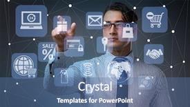  Presentation with trading online - Slide deck featuring cybersecurity - businessman in online trading background and a  colored foreground