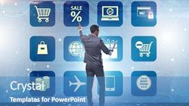  Presentation with trading online - PPT theme consisting of cybersecurity - businessman in online trading background and a  colored foreground